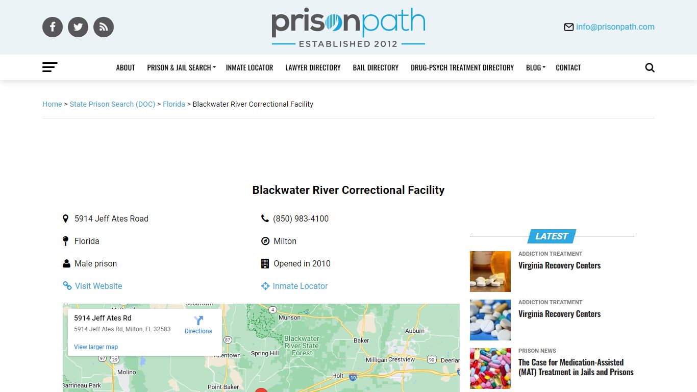 Blackwater River Correctional Facility - Prison Inmate Search & Locator ...